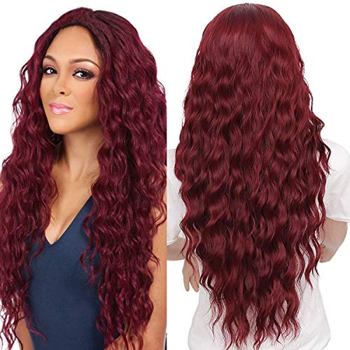ATAYOU® 30 Zoll Lange Gewellte Lockige Synthetische Rot Braun Cosplay Halloween Perücken Für Frauen Kleid Mit 1 Freie Perücke Kappe
