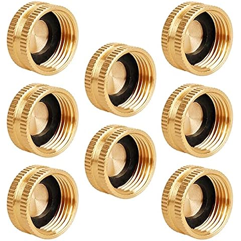 Uenede 8PCS Brass Garden Hose End Caps with Washer 3/4" GHT Female Thread Spigot Plug Caps Fittings Cover