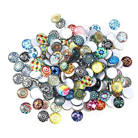 Healifty 200pcs Mixed Round Glass Mosaic Tiles Cover