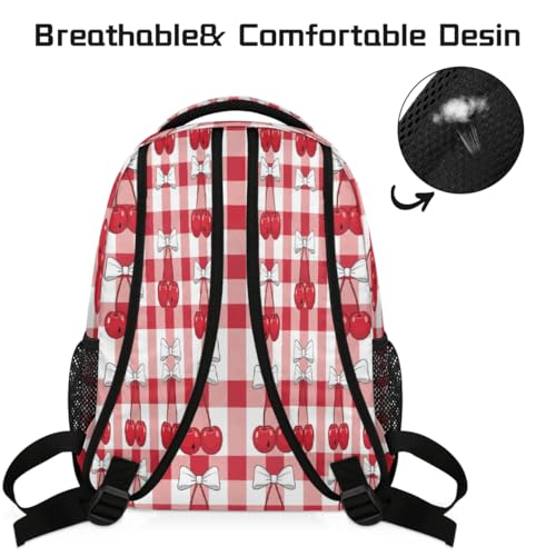 Mochila escolar de viaje Cherry Check de 15.6 pulgadas para estudiantes 4