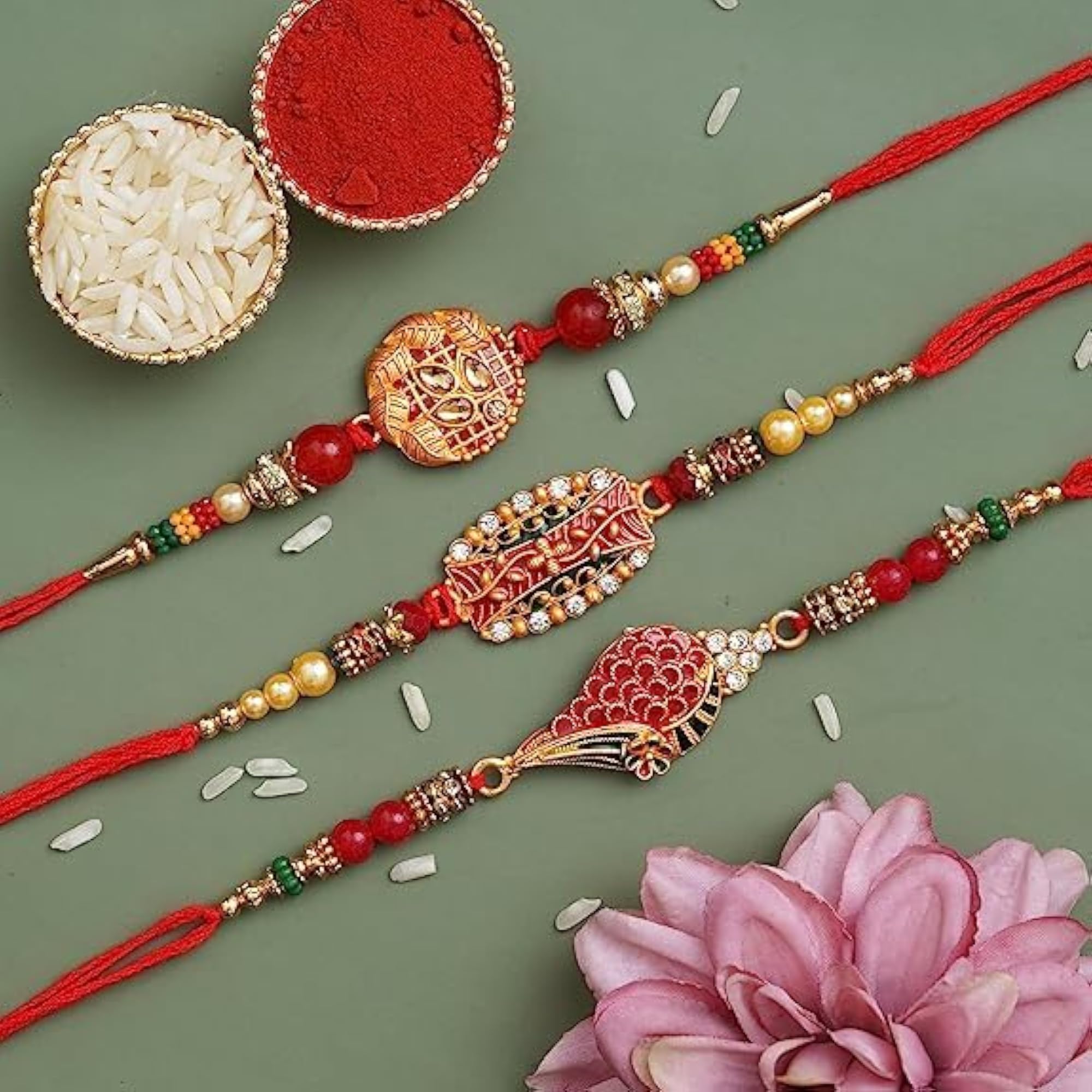 3pc Premium Rakhi Set with Ganesha Statue, Rakshabandhan Gift