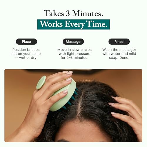 Image of Nimzo Silicone Scalp Massager Shampoo Brush | Hair Massager for Hair Growth, Dandruff Removal, Blood Circulation | Exfoliate (Green & Teal)
