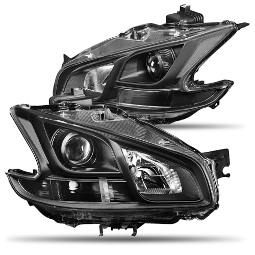 CAAP DRIVEN Black Housing Clear Side Factory Style Projector Headlights Compatible with 2009-2014 Nissan Maxima CAAP-NM09-OH-BKCL-HL