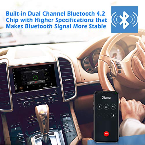 Double Din Car Stereo with 7 Inch Capacitive Touchscreen, Bluetooth Handsfree, 2 Din Car Audio Receiver FM Radio Player with Backup Camera, Phone Mirror-Link, Voice Assistant, Steering Wheel Control - Thumbnail 2