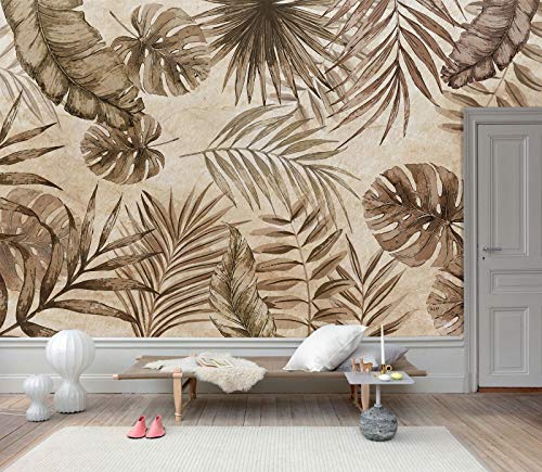 Amazon.com: Tropical Brown Leaves and Banana Palm Leaves Wallpaper,Tropical  Leaf Banana Wallpaper Mural Background, Living Room, Bedroom,Peel and Stick  Custom Size : Handmade Products