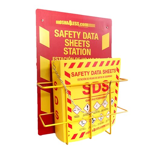 Bilingual Right to Know SDS Center Wire Rack and 3' Binder with 2020 Updated GHS Pictograms