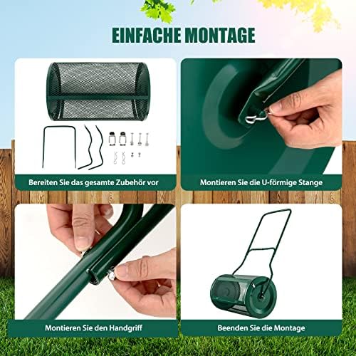 FANTASK Kompoststreuer 80L, Torfstreuer mit U-Griff, Düngerstreuer Rasen Garten, Gartenstreuer für Dünger & Setzlinge, Grün