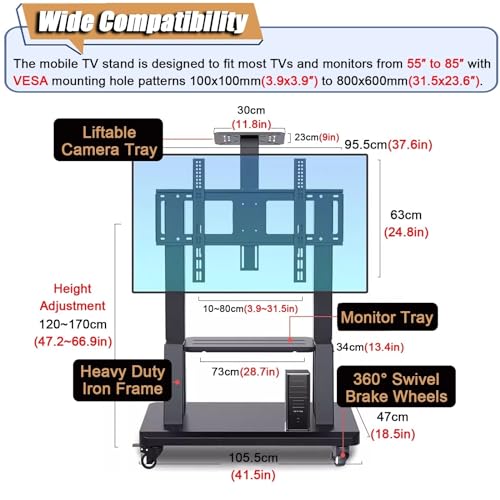 Soporte rodante para TV ajustable de hierro pesado miniatura 2