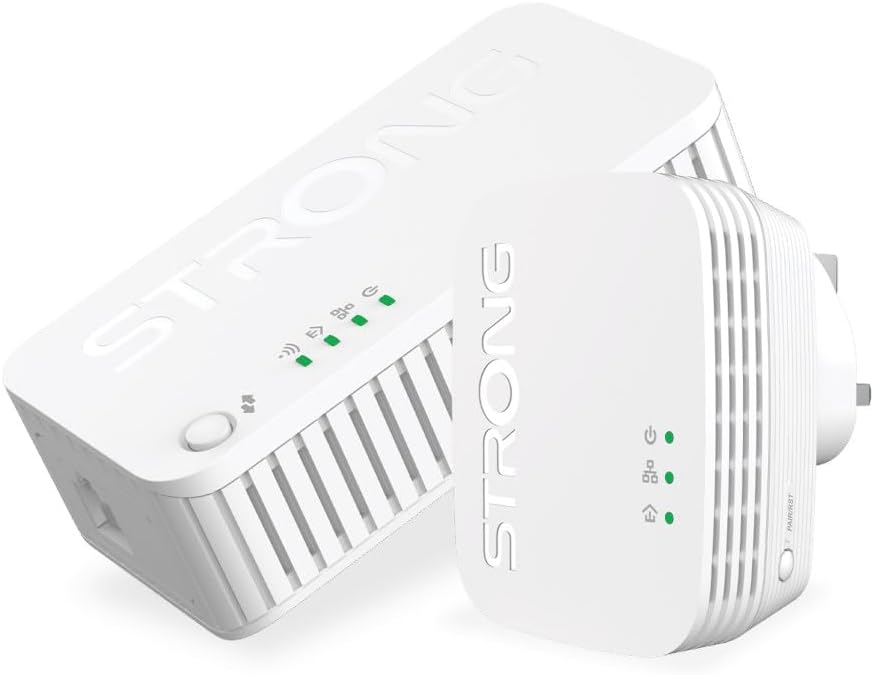 STRONG Mini WI-FI Powerline Kit AV1000 showing both adapters