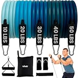 Tube Resistance Band Set by Vive Door Anchor Included - Fitness Workout Exercise Equipment Elastic Training Aid for Fit Men, Women, Arm, Legs, Butt, Ankle Stretch, Rehab Therapy - Home Gym Workout