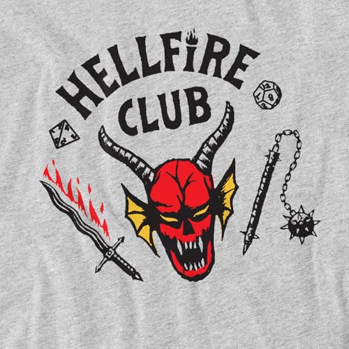 T-shirt Stranger Things Hellfire Club unisexe gris chiné top pop culture vintage - 3