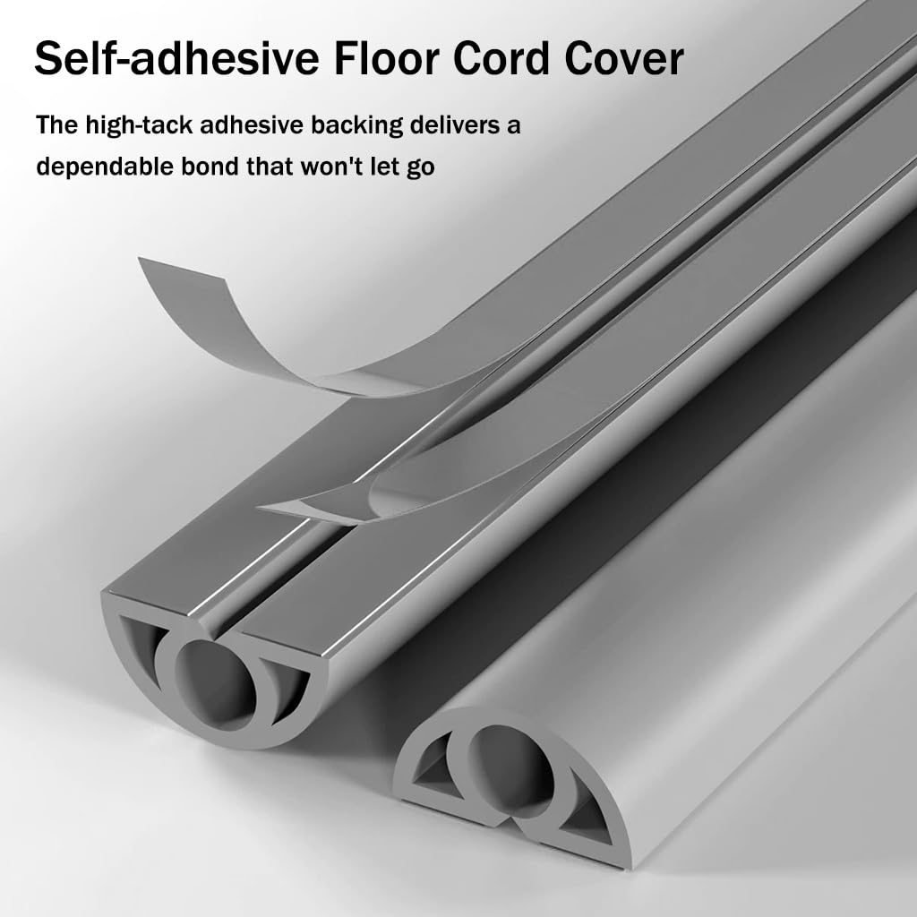 Protector De Cables Autoadhesivo De PVC Blando, Cubrecables De Suelo Anti Aplastamiento Y Anti Pisadas para Gimnasios, Fácil De Desenrollar, Canal Interior: 8 Mm(Rood,10M)