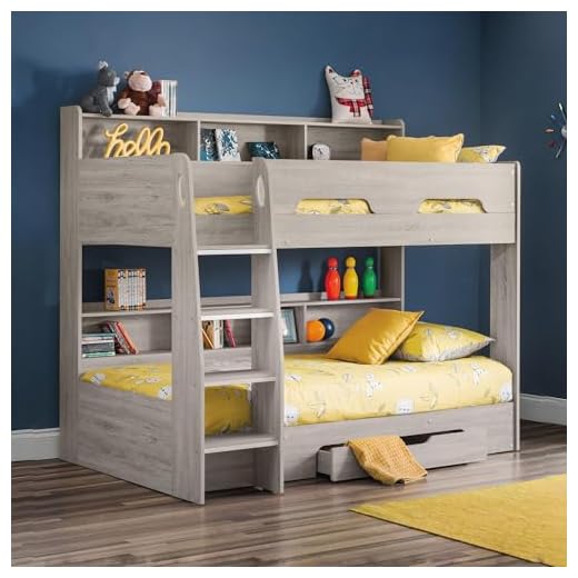 Julian Bowen Grey Oak Wood Orion Bunk Bed, Single