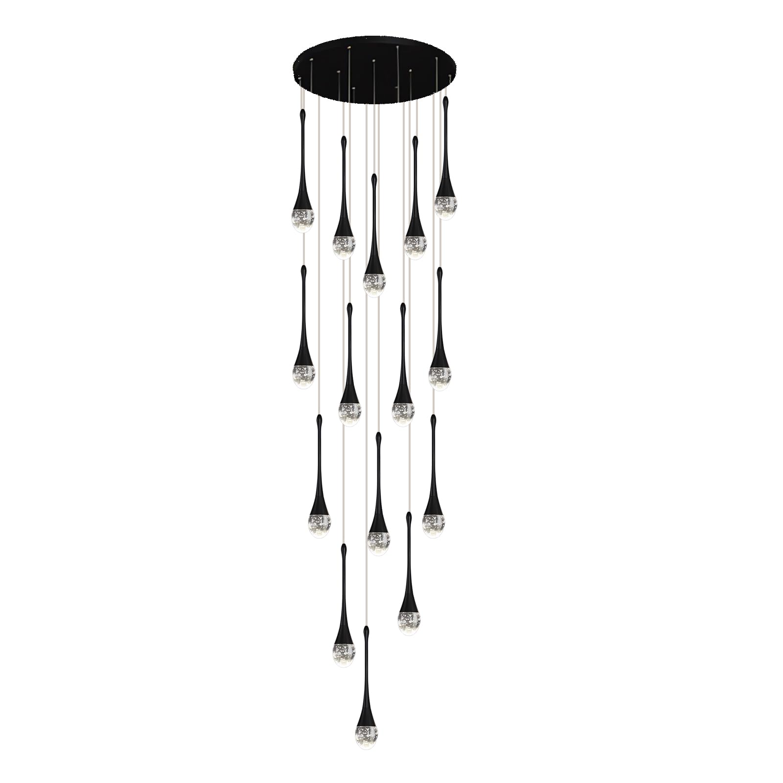 PCXEHUYP Modern Long Chandelier Dimmable Staircase Hanging Lights for Villa Stairwells Living Room Hotel Entryway Adjustable Length Pendant Light