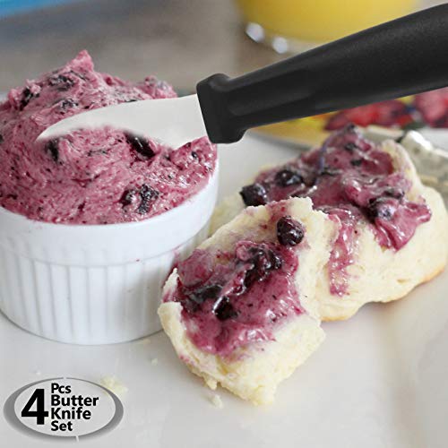 image for Butter Spreader Knives | 4 PCS Wide Blade Stainless Steel Spreader Kni