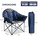 Foristrail Oversized Camping Chair with Cup Holder & Carry Bag - 500lbs Heavy Duty Moon Saucer Chair for Outdoor, Lawn, Sports, Patio - Padded Folding Sofa Chair, Blue & Gray