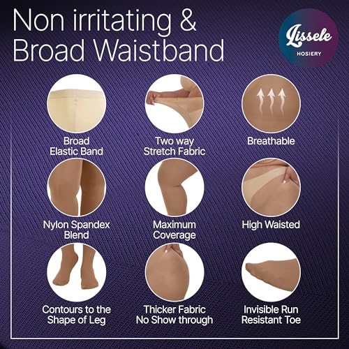 Image of LISSELE Opaque Plus Size Tights for Women - Microfiber, Run Resistant Toe Plus Size Stockings - Footed Tights Pack, 1X-8X