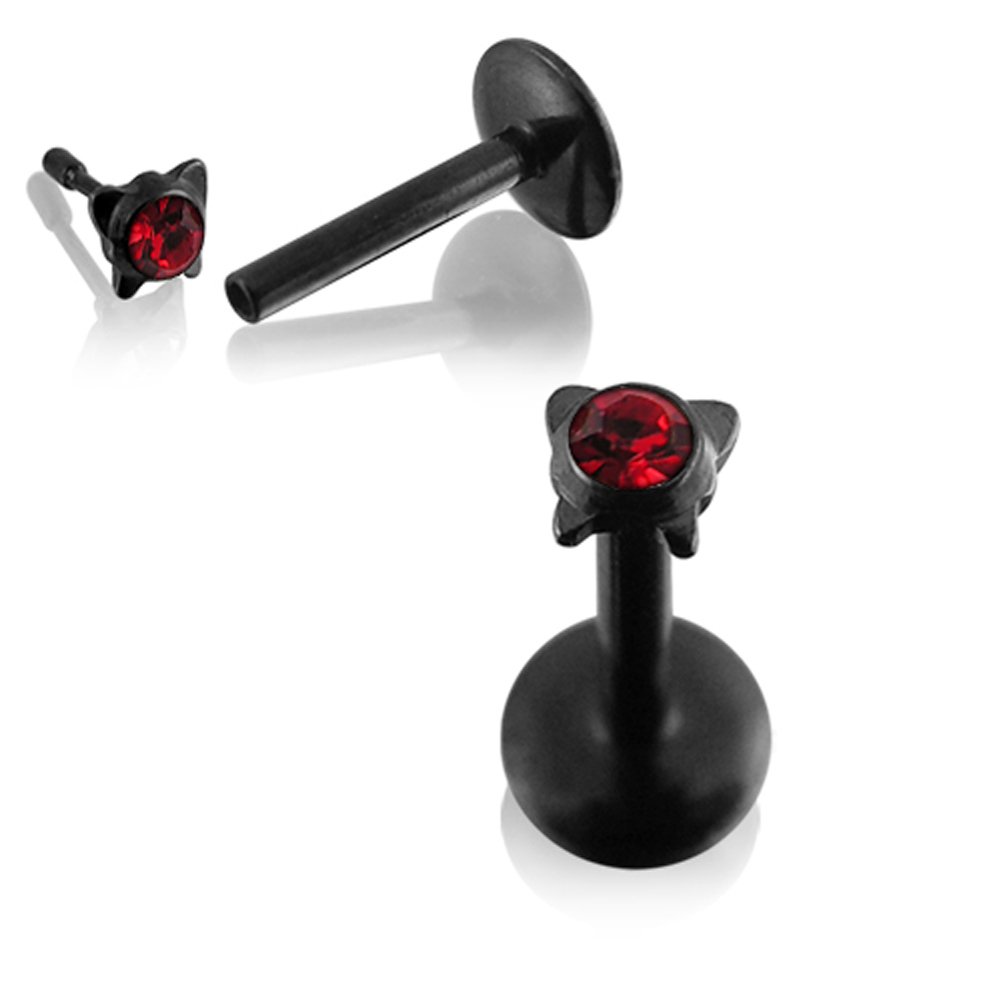 Gem Butterfly Shape Push Fit Black Anodized Surgical Steel Madonna Labret Body Jewelry