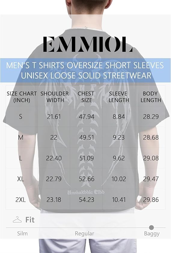 EMMIOL Oversized Graphic Tshirts for Men Y2k Vintage Tees Streetwear Baggy Cotton Shirts Casual Tops 2025 Grey 3XL - Image 5