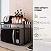 GEMITTO Expandable Microwave Oven Rack, Horizontal Extension Microwave Shelf Stand Kitchen Counter Top Organizer, 2-tier with 3 Hooks, 55lbs Load Bearing, 15.8~23.6
