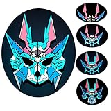 7 Modes Halloween Led Mask, Sound Activated Light Up Face Masks with 9 Flashing Effects for Rave Music Dance Parties