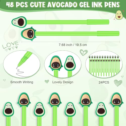 Set de 48 bolígrafos gel tinta negra con diseño aguacate miniatura 2