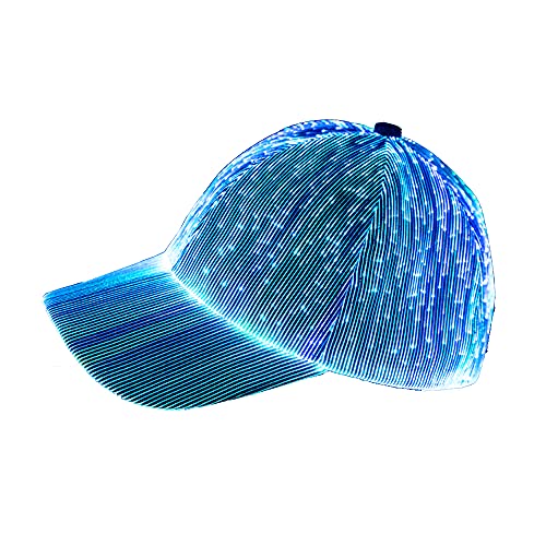 NIWOTA LED Fiber Optic Luminous hat Couple Luminous Cap Outdoor Luminous Peak Cap Baseball Cap Performance Cap (Black, Free Size)