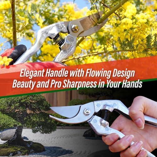 SUIZAN Bypass Pruning Shears 8.3” Plus Forged Aluminum Handle - Professional Japanese Hand Pruners Garden Scissors Gardening Tools - Thumbnail 5
