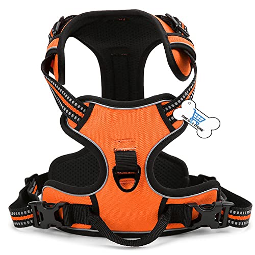The DDS Store Dog Harness Dog Harness No Pull Dog Vest Harness with Handle Dog Harness Reflective Dog Harness for Outdoor Training Walking (X-Large, Orange)