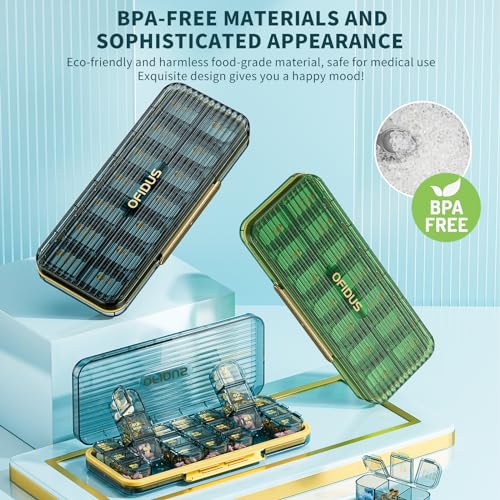 OFIDUS 14 Cellen 2 Keer per Dag Wekelijkse Pillenorganizer - Vochtbestendige AM/PM Dagelijkse Pillendoos, Verwijderbare 14 Dagen Pillendoos Geschikt Voor Reissieraden en Dagelijks (Groen) - Afbeelding 3