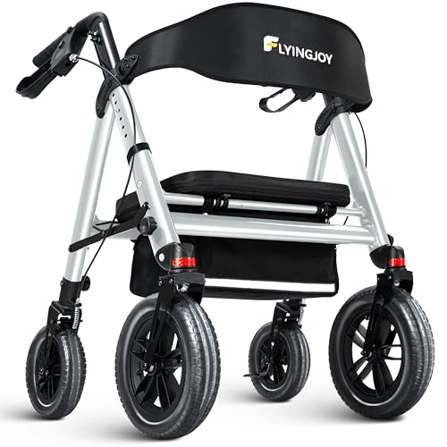 Image of Heavy-Duty Walkers for Seniors with seat,450Lb Bariatric Rollator Walker