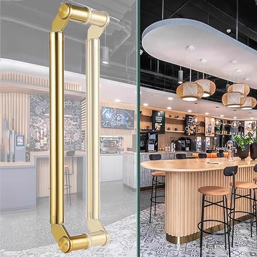 BHGFYXBS Pomo De Puerta De Vidrio De Tubo Redondo, Barra De Empuje De Entrada De Superficie Lisa, Barra De Agarre De Puerta De Tienda De Estilo Moderno, Manija De Puertas De Grane,Gold-80cm(31 1/2