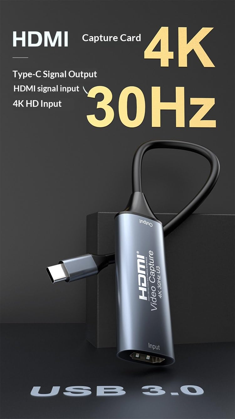 Capture vidéo HDMI 3.0 TC Port 4K @ 30 Hz à 1080p @ 60 Hz