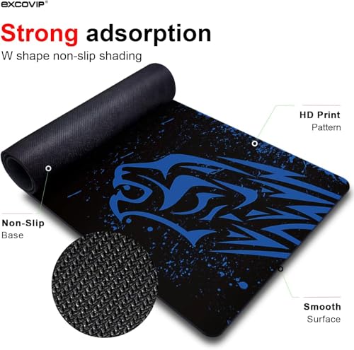 Image of KRESHU Leopard Non-Slip Rubber Base Mouse Mat 700 * 300 * 2mm Large Size Table Mat Stitched Edge Mousepad Gaming Mat Desk Mat Suitable for PC, Computer, Laptop (Blue Leopard, 1-Pcs)