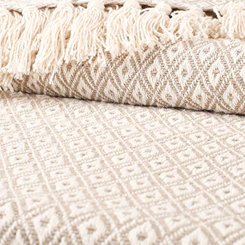 EHC Super Soft Cotton Große Überwurfabdeckungen Bis zum 2-Sitzer-Sofa oder Doppelbett - Beige – Bild 5