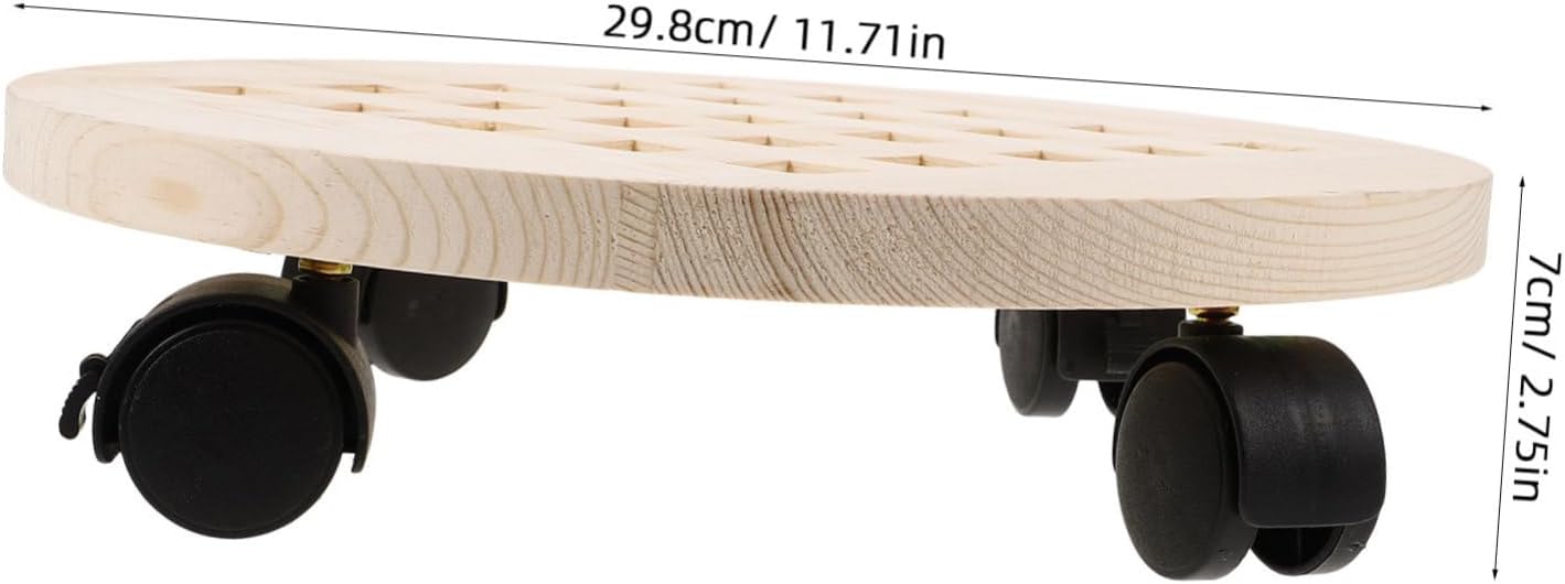Wooden Flowerpot Base Wheels Movable Planter Tray Round Plant Saucer Holder Garden Pot Holder Vintage Decor
