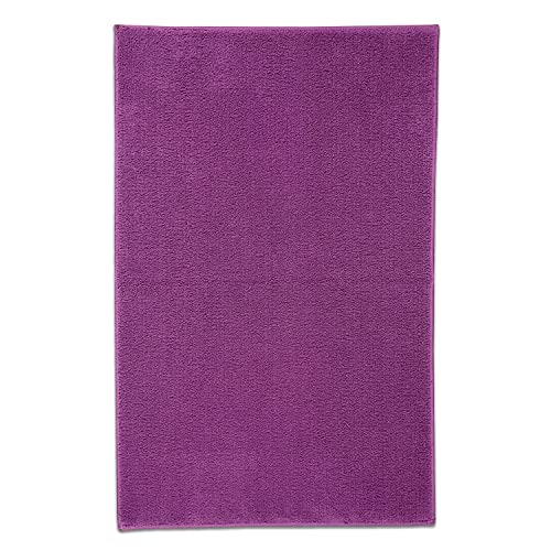 Image of Welspun Premium Bath Mats Small for Hall, Bedroom & Living Room | Solid Design | Anti Skid | High Durability | Stain Resistant | Machine Tufted | (2 x 2 ft Fts, Dark Red)