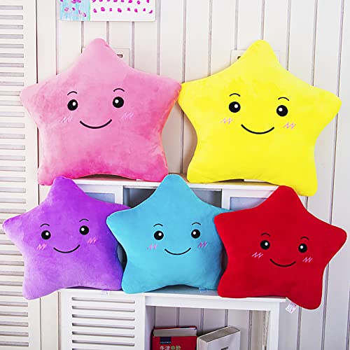 Unlockgift Colorful Cute Star Pillows With Smile Face, Decorative Throw Pillow Cushion For Kids Girls Boys,Home, Nursery, Playroom,Bedroom Decoration-Yellow,13.5" #TOP3