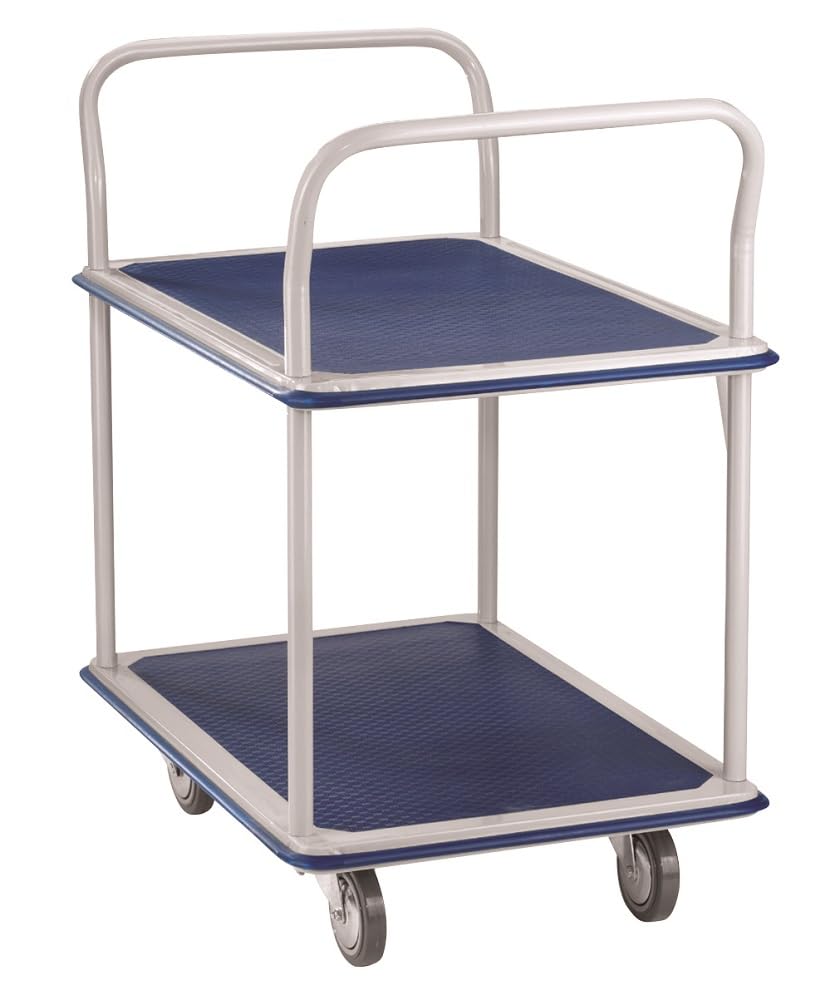 Wonday Manutention Chariot double plateaux capacité 250 kg 725 x 465 mm Gris clair/Bleu