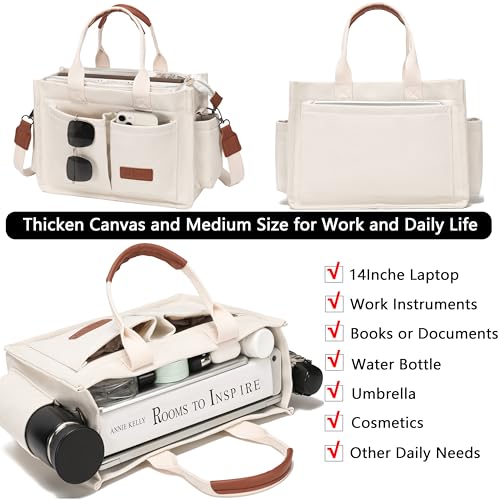 Image of ZHMO Canvas Tote Bag for Women,Women's Bags Crossbody Bags Work Laptop Tote Bag Large Handbags Purse for Travel Nurse Teacher