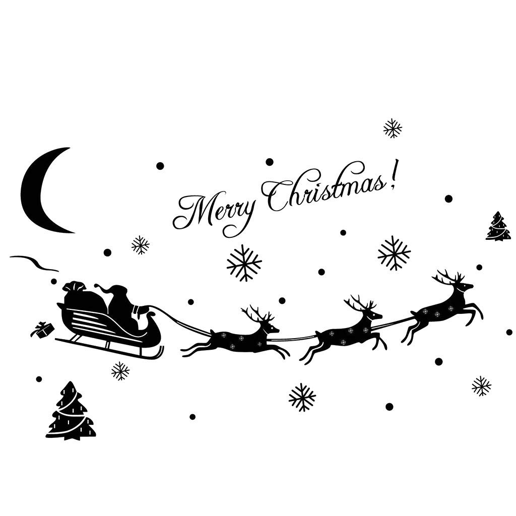 رقاقات الثلج الملصقة عيد الميلاد مع نافذة ديكور الجدار الإبداعية decoratio الجدار ملصقا Peel And Stick Flower Decals (E-Black, One Size)