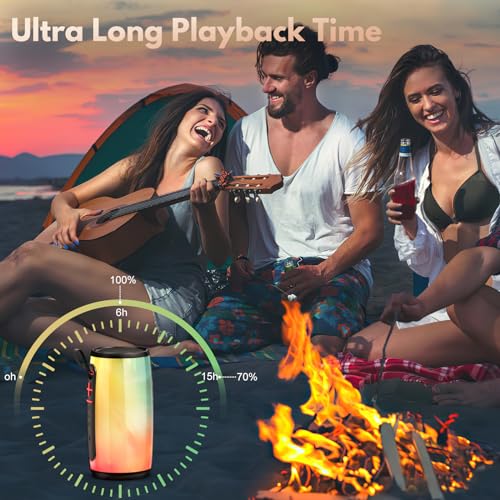 Image of JYX Portable Bluetooth Speaker, Wireless Waterproof Speaker with Colorful Lights, Support TWS /TF Card /USB /AUX, Loud HD Stereo Sound, Robust Bass, Lightweight for Party /Outdoor /Camping (Colorful)