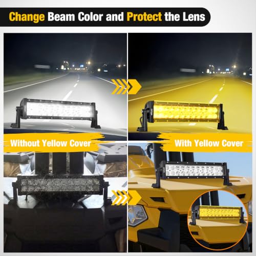 Image of Nilight 13.5 Inch Spot Flood Combo LED Light Bar Yellow Cover