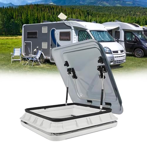 Aluminum Roof Skylight Vent Kit with Hydraulic Lift, Dual-Color LED Lights, Weatherproof Seal for RVs, Motorhomes & Vans - Quick Shipping Available
