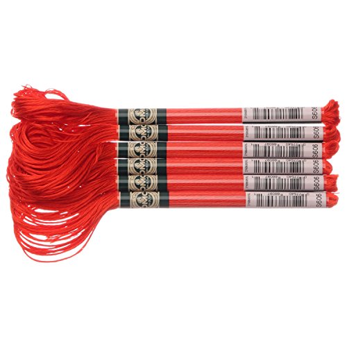 DMC サテン糸 刺繍糸 6束入 25番 8m #S606 レッド系 DMC1008F