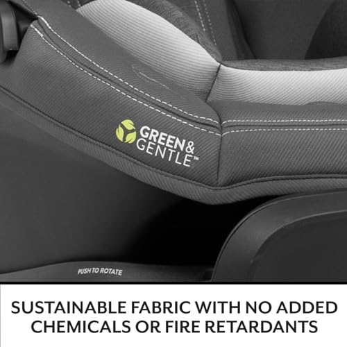 Image of Evenflo Revolve180 LiteMax NXT Rotating Rear-Facing Lightweight Preemie and Infant Car Seat 3-30lbs with Green & Gentle. Easy Install with Base (Anchor Gray)