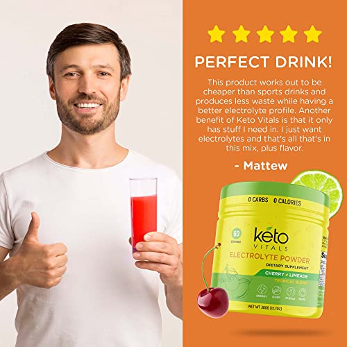 Keto Vitals Electrolyte Powder | Keto-Friendly Electrolytes With Potassium, Magnesium, Sodium, Calcium | Keto Electrolytes Supplement Energy Drink Mix | Sugar-Free, Zero Calories, Zero Carbs #TOP6