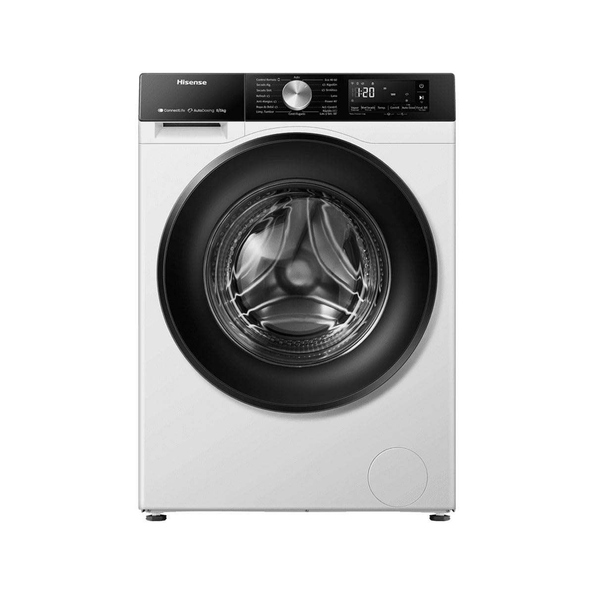 Hisense WD3S8045BW3, Lavatrice Asciugatrice, 8/5 Kg, Class A-30%/D, 1400 Giri/min, Larghezza 60 cm, 16 programmi, Bianco