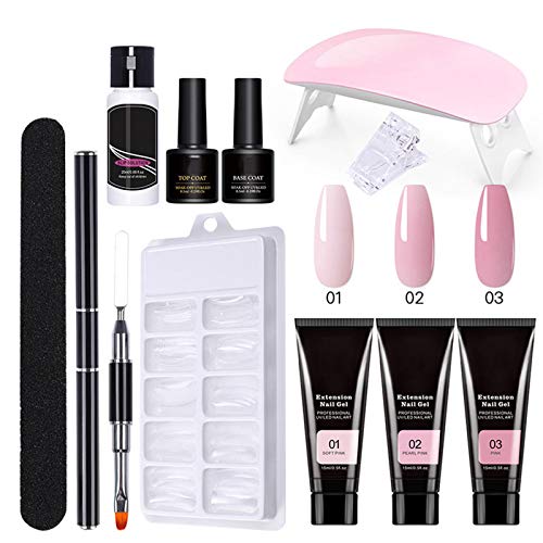 LEEDY Nagelverlängerung Gel Set, Nägel Polygel Nail Kit mit 3 Farbe Verlängerungskleber Polygel Set Starterset Gel…
