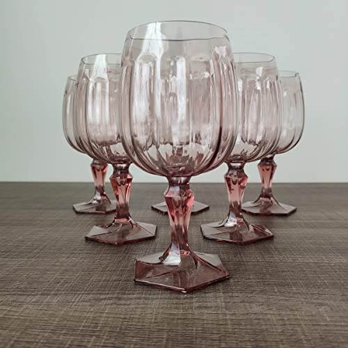 Conjunto 6 Taças de Plástico 350ml para Água Suco Drinks UZ Rosa Translúcido